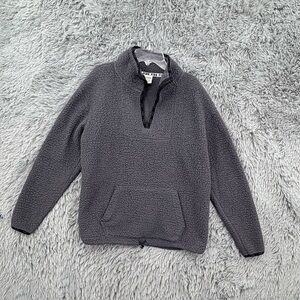 Victorias Secret PINK Pullover Womens XS Gray Sherpa Quarter Zip Toggle Waist